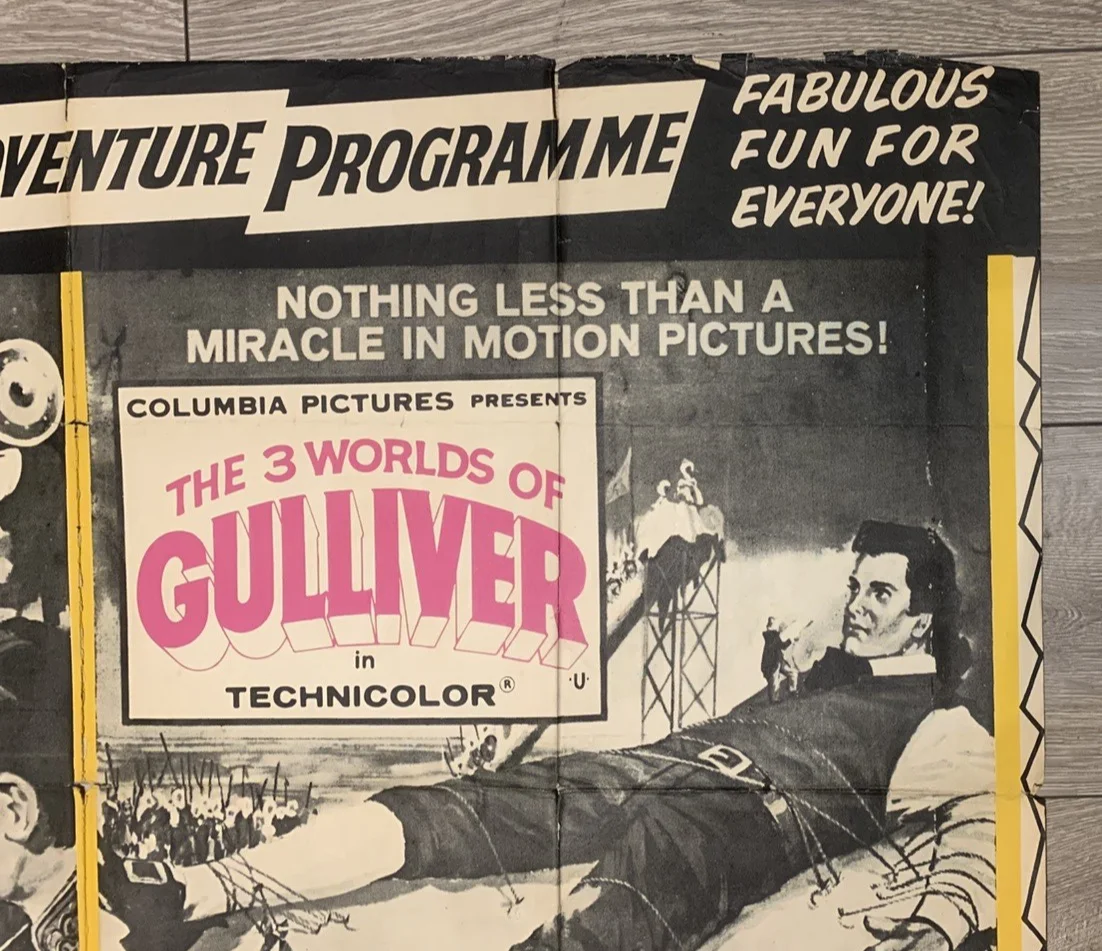 THE 7TH VOYAGE OF SINBAD/THE 3 WORLDS OF GULLIVER 1960 ORIGINAL UK QUAD, изображение 4