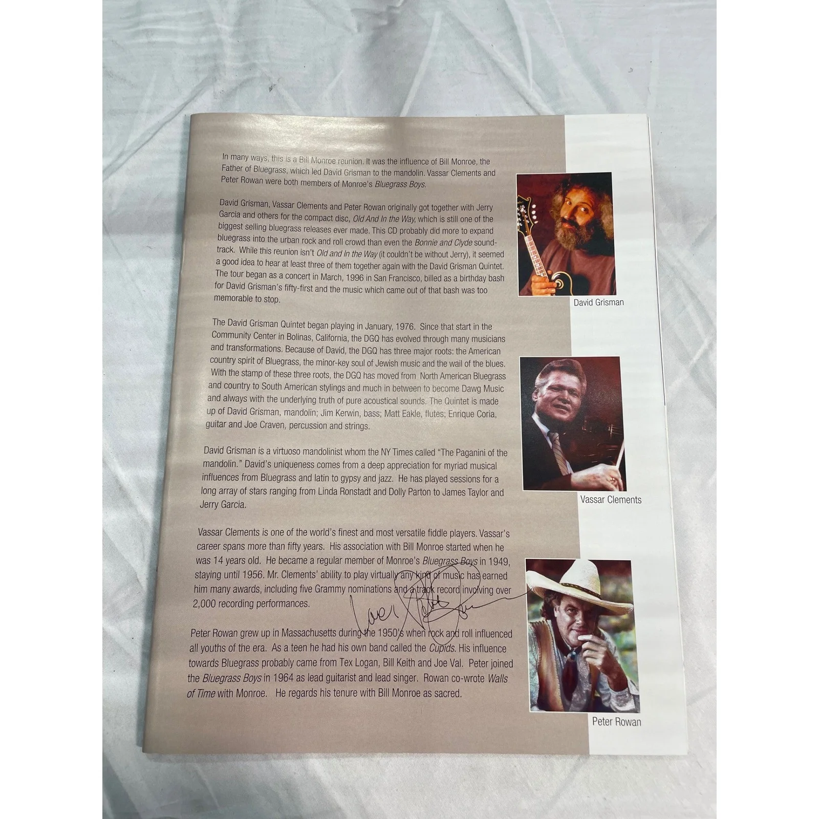 Signed A Very Special Bluegrass Reunion GPAC David Grisman Vassar Clements, image 2