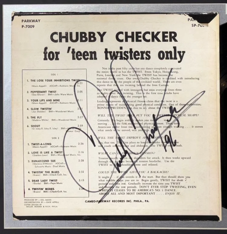 Chubby Checker — Chubby Checker Signed Framed For Teen Twisters Only Vinyl Record Cover BAS, изображение 2