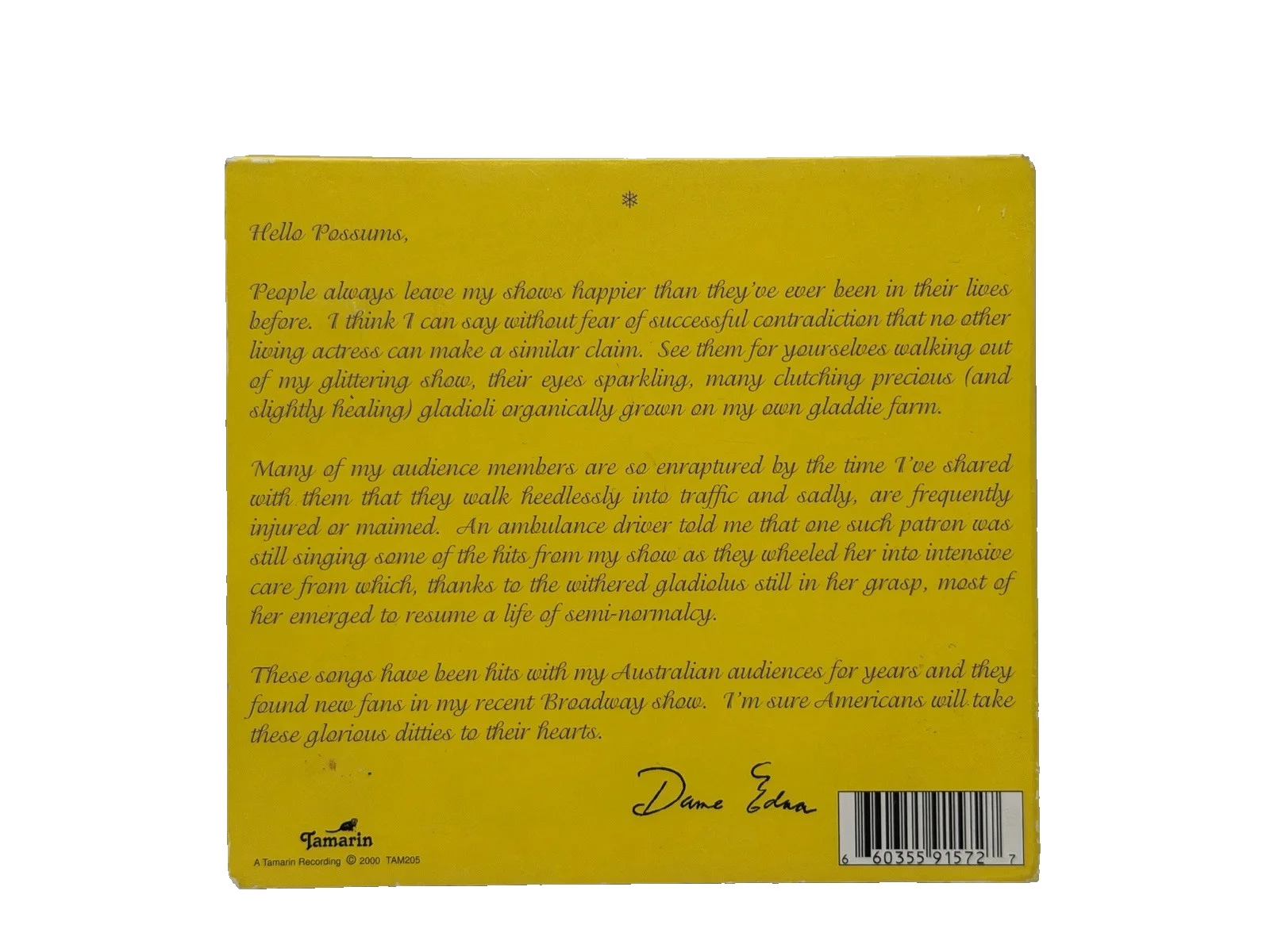 Dame Edna: Show Songs (CD, 2000) - A Precious Collector's Item - Signed Autograp, изображение 2