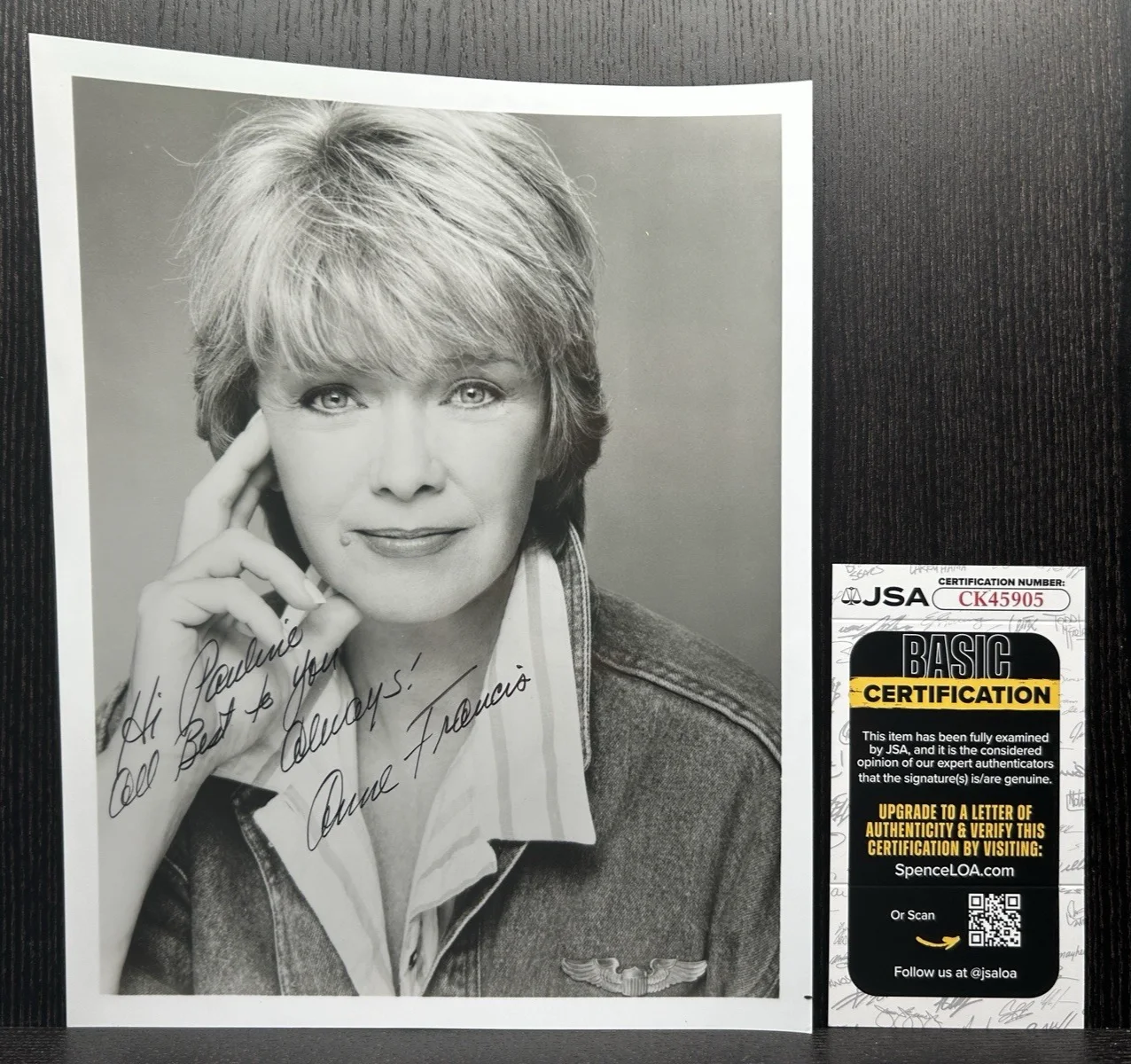 Anne Francis — ANNE FRANCIS HAND SIGNED 8x10 PHOTO Original Autograph JSA COA Forbidden Planet, изображение 2