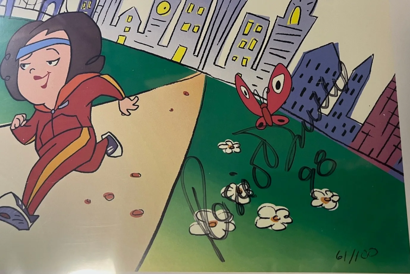 Rosie O'Donnell — Autographed Rosie O'Donnell Show Cartoon Print 61/100 Beckett Signed Auto 1998, изображение 3