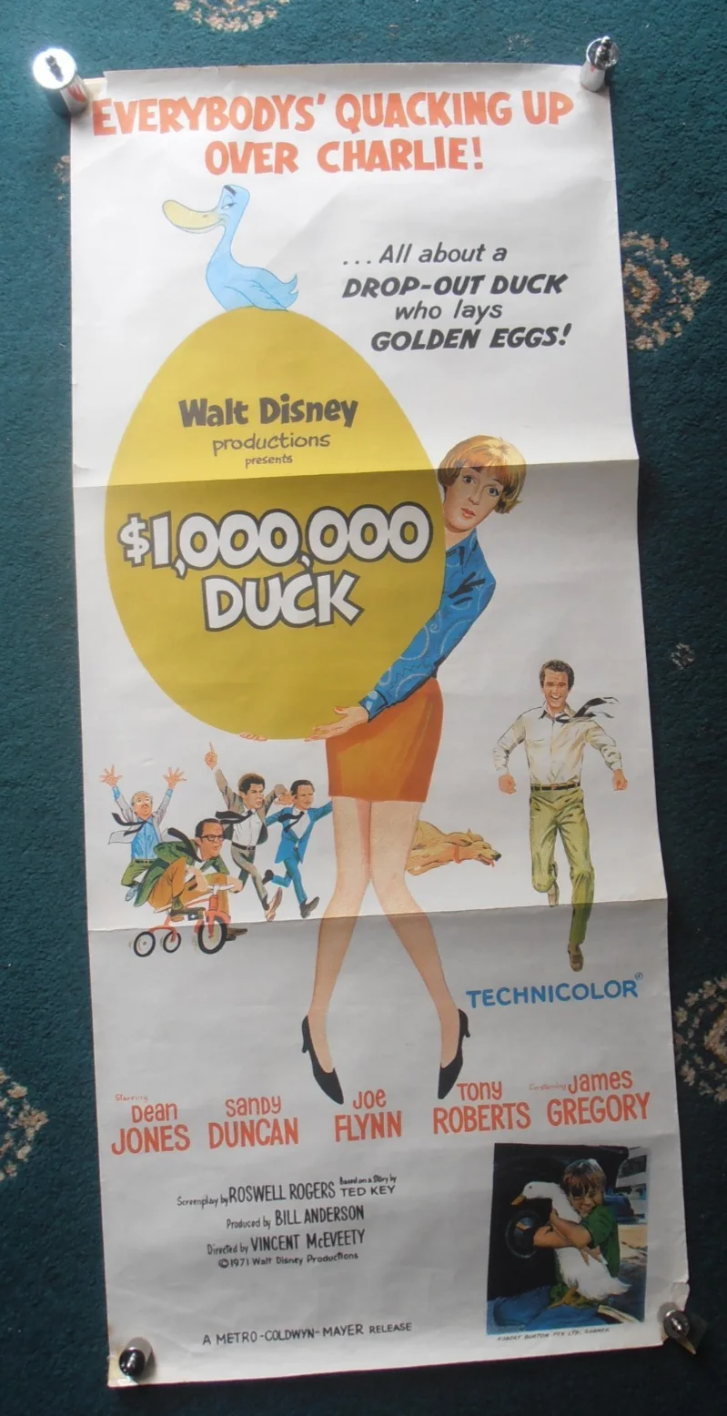 MILLION DOLLAR DUCK ORIGINAL AUSTRALIAN DAYBILL FOLDED VG 1971 DEAN JONES, изображение 2