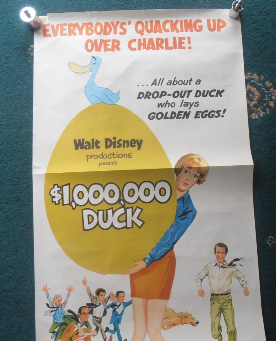 MILLION DOLLAR DUCK ORIGINAL AUSTRALIAN DAYBILL FOLDED VG 1971 DEAN JONES, изображение 5