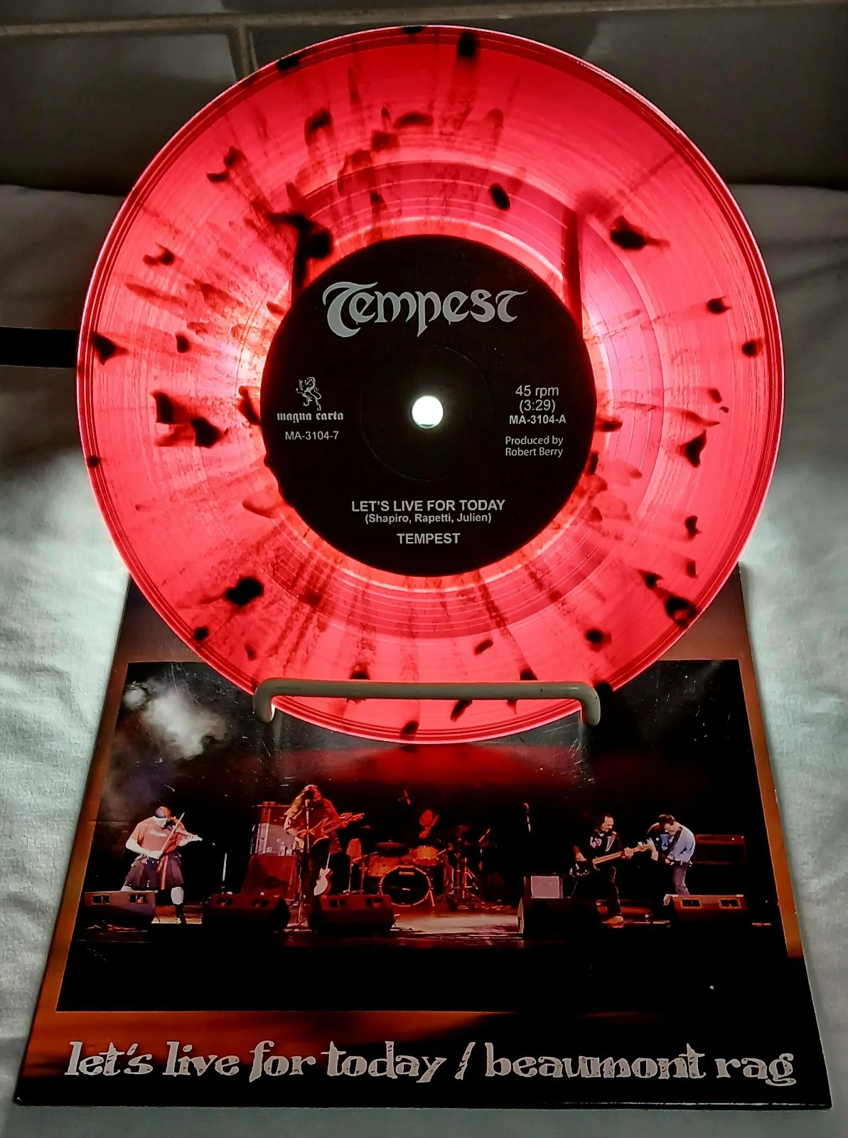 Tempest Signed Limited Red Splatter Vinyl Let's Live For Today / Beaumont Rag, изображение 2
