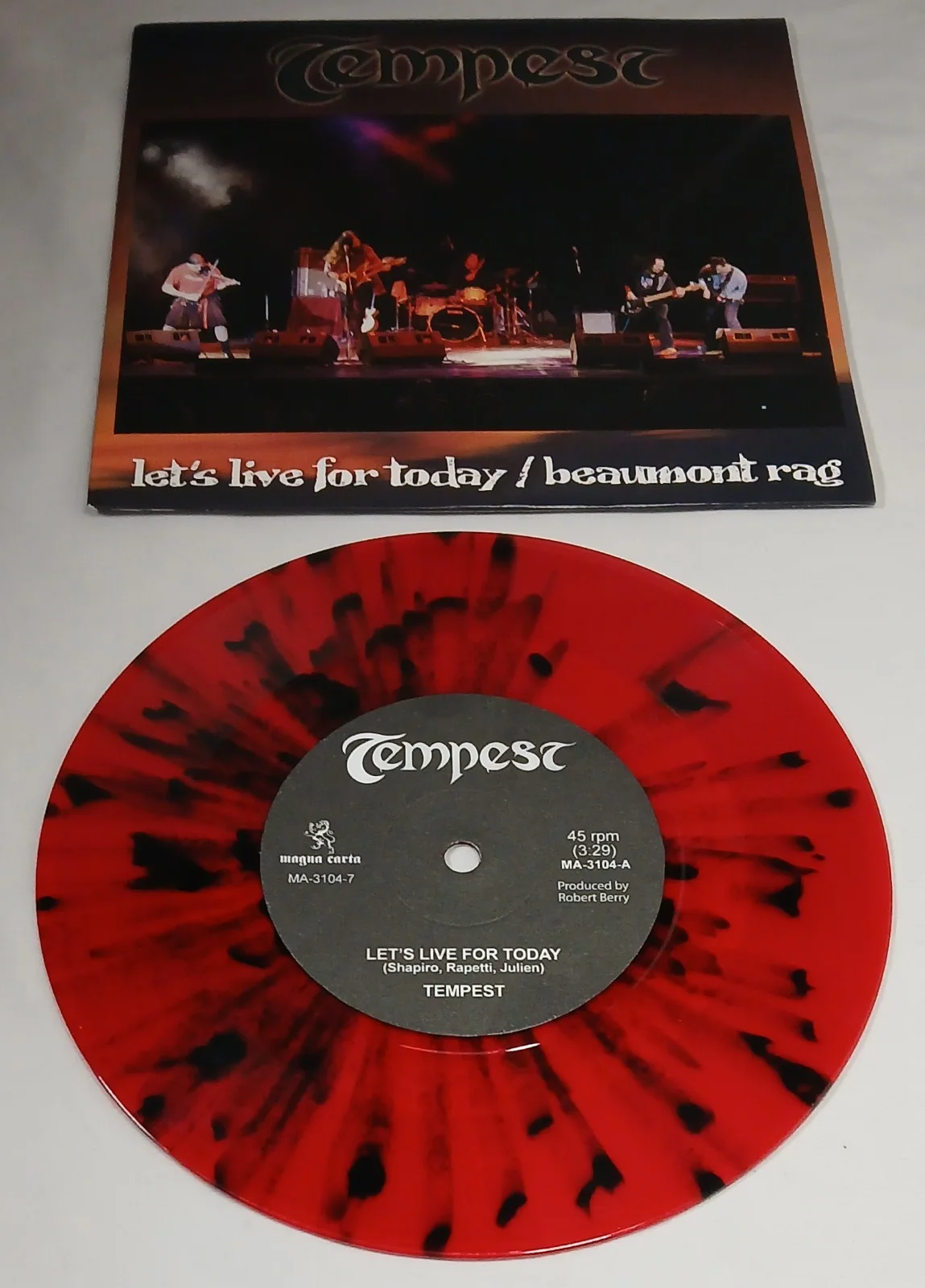 Tempest Signed Limited Red Splatter Vinyl Let's Live For Today / Beaumont Rag, изображение 5