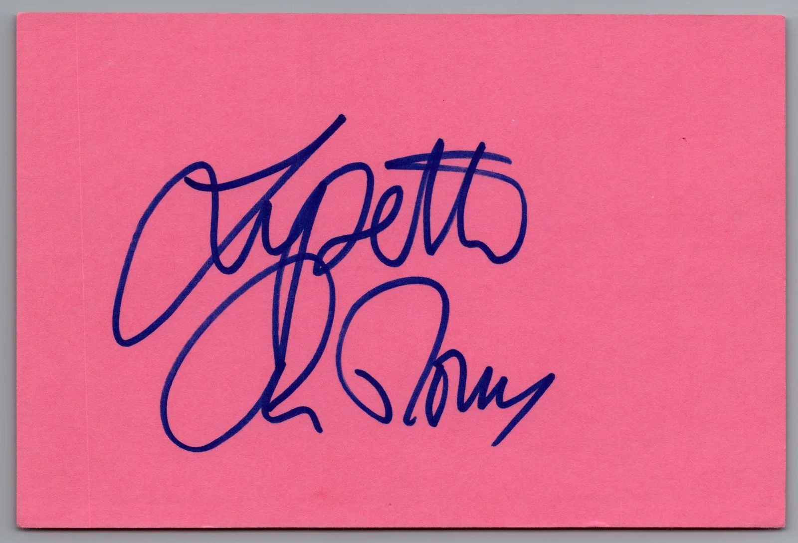 Lysette Anthony — Lysette Anthony Signed 4x6 Index Card Husbands And Wives Autographed