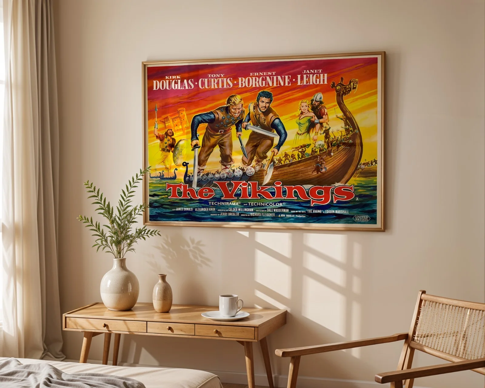 The Vikings - 1958 Action / Adventure Film Restored 30" x 40" UK Quad Poster, изображение 4