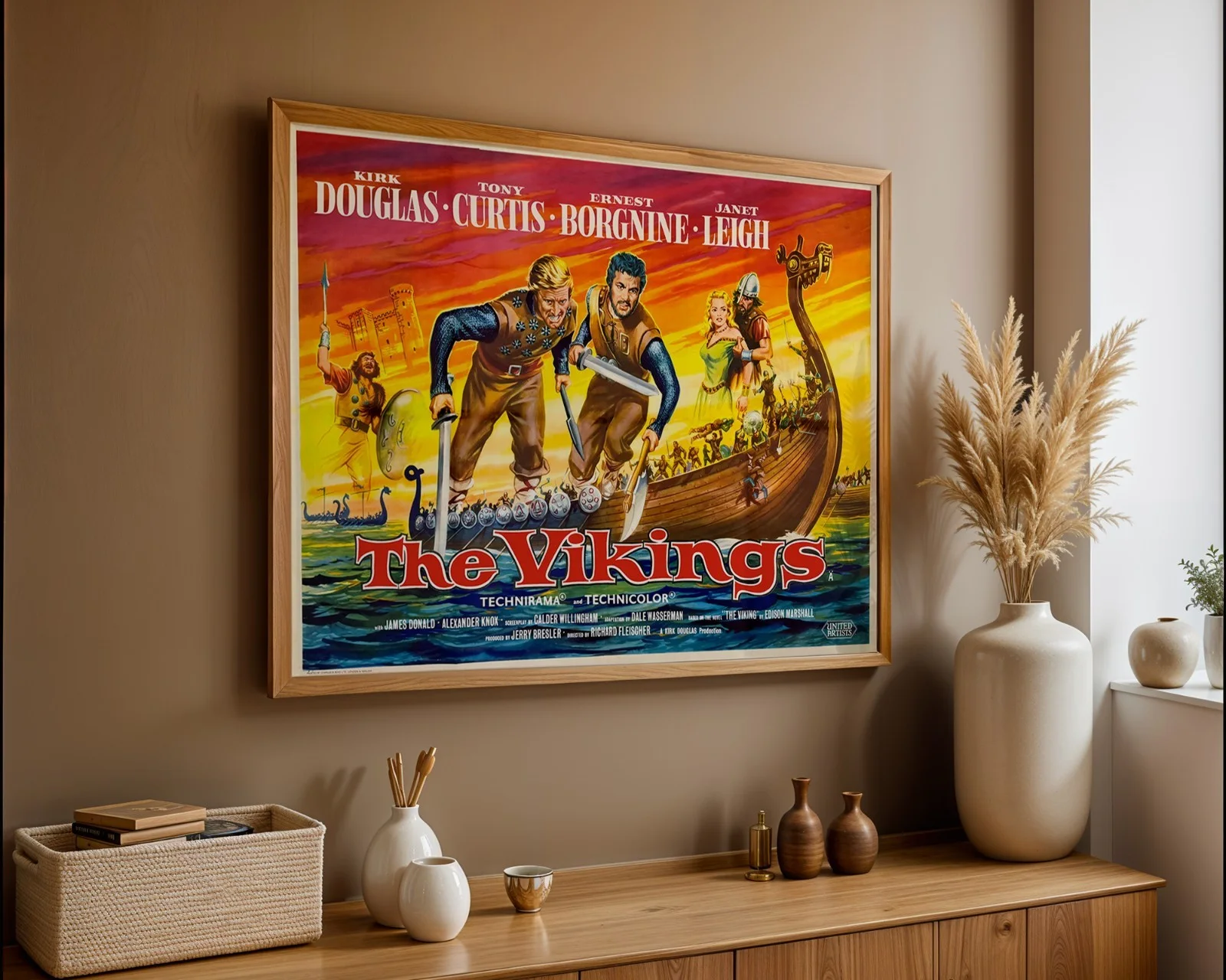 The Vikings - 1958 Action / Adventure Film Restored 30" x 40" UK Quad Poster, изображение 5
