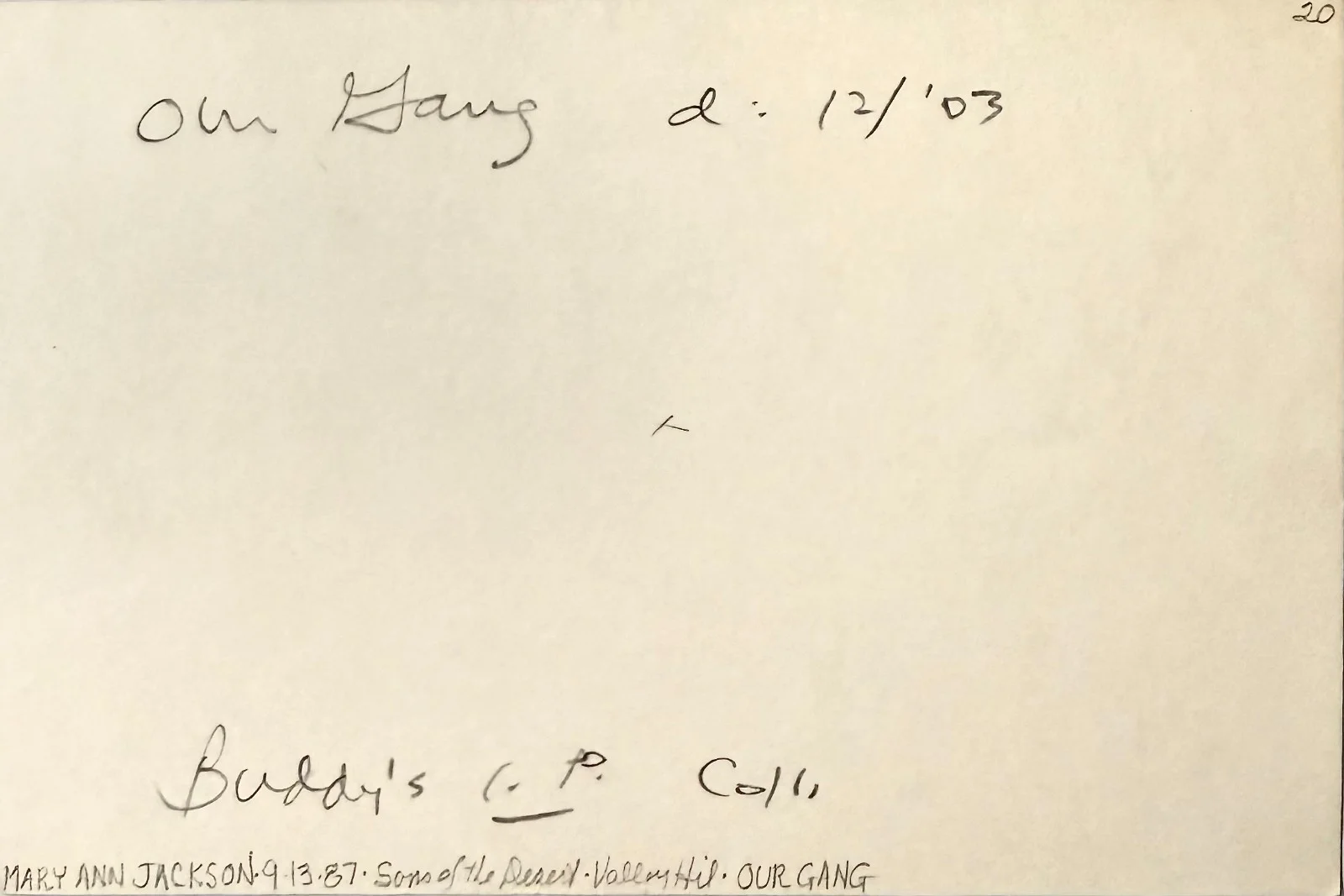 Mary Ann Jackson — MARY ANN JACKSON Autographed Signed 4"x 6" INDEX CARD HAL ROACH OUR GANG SHORTS, image 4