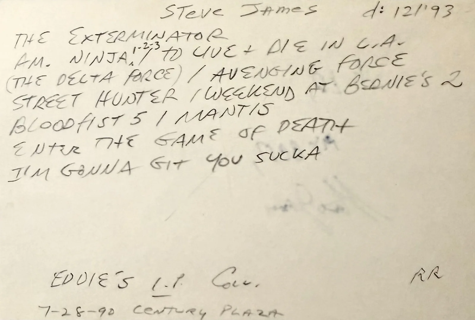 Steve James — STEVE JAMES Signed Autographed 4x6 INDEX CARD The Exterminator The Delta Force, image 2