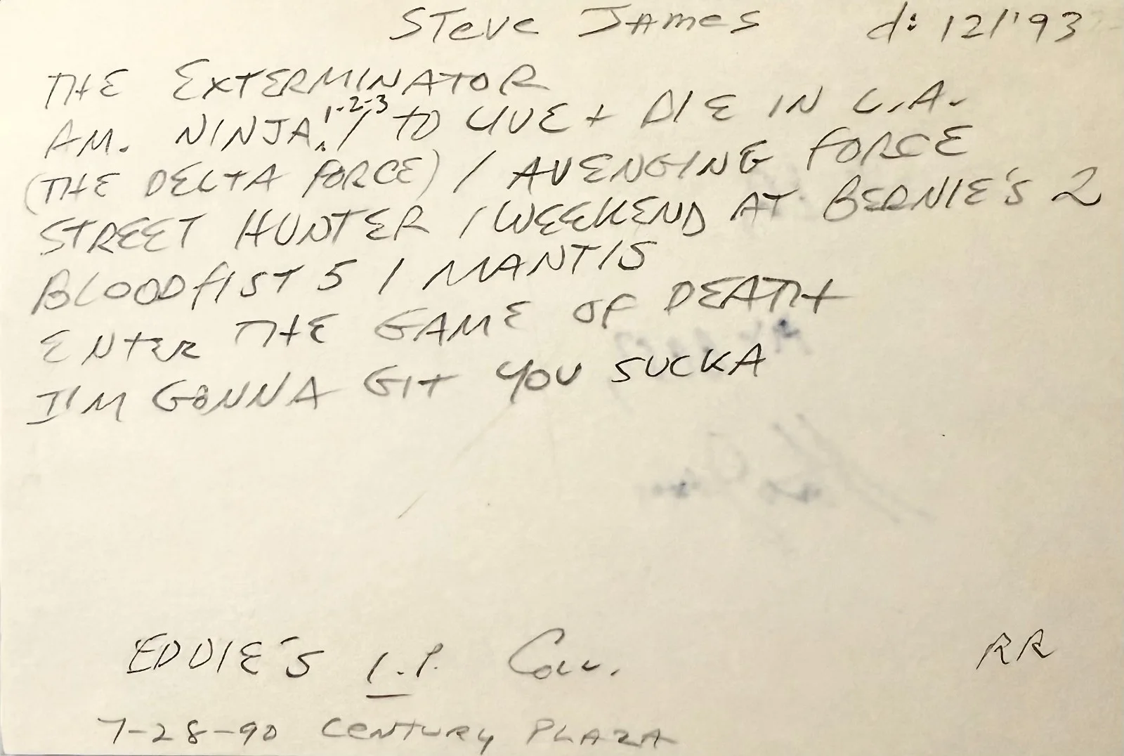 Steve James — STEVE JAMES Signed Autographed 4x6 INDEX CARD The Exterminator The Delta Force, image 4