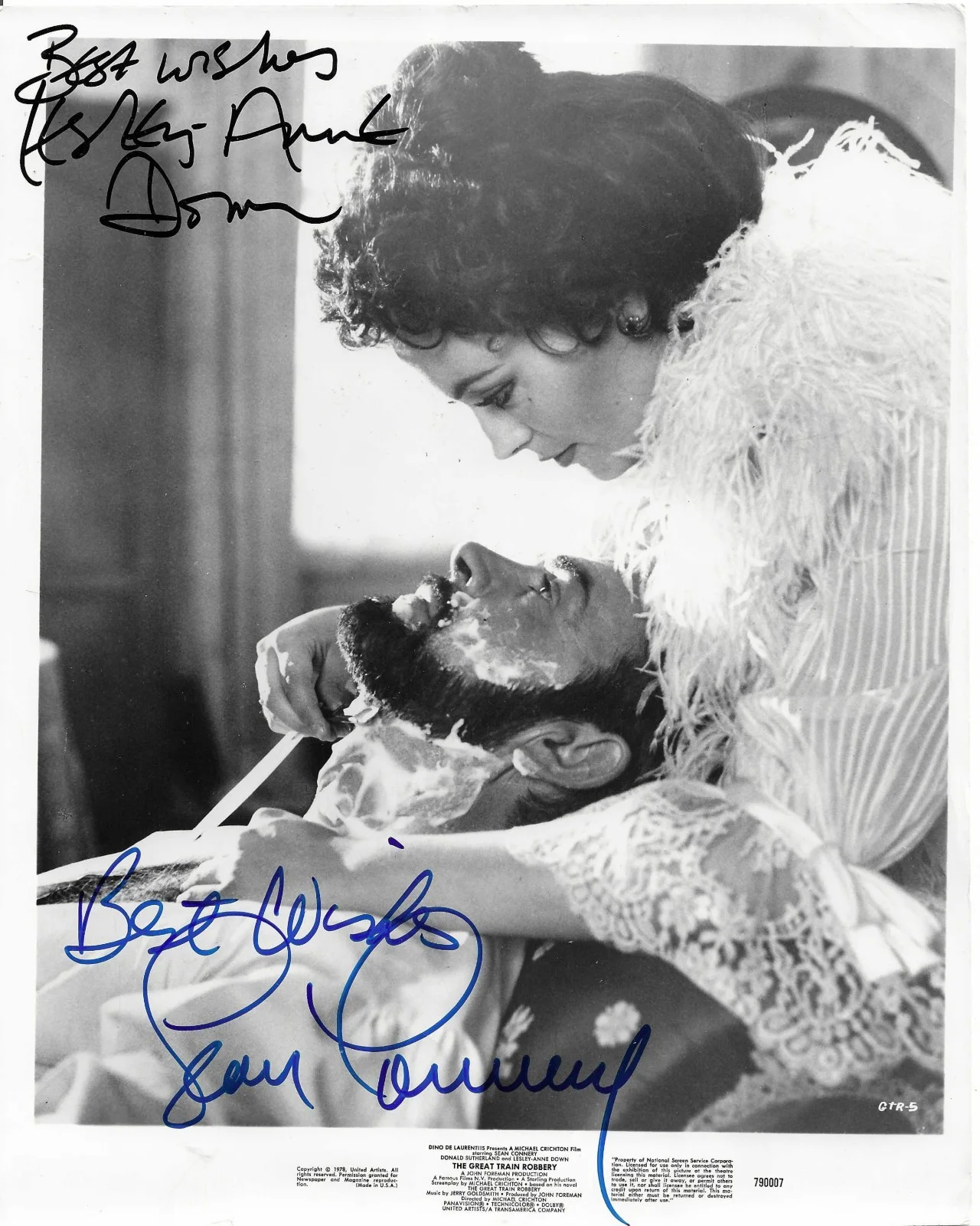Lesley Anne Down & Sean Connery — Sean Connery & Lesley Anne Down Great Train Robbery REAL SIGNED Autograph Photo