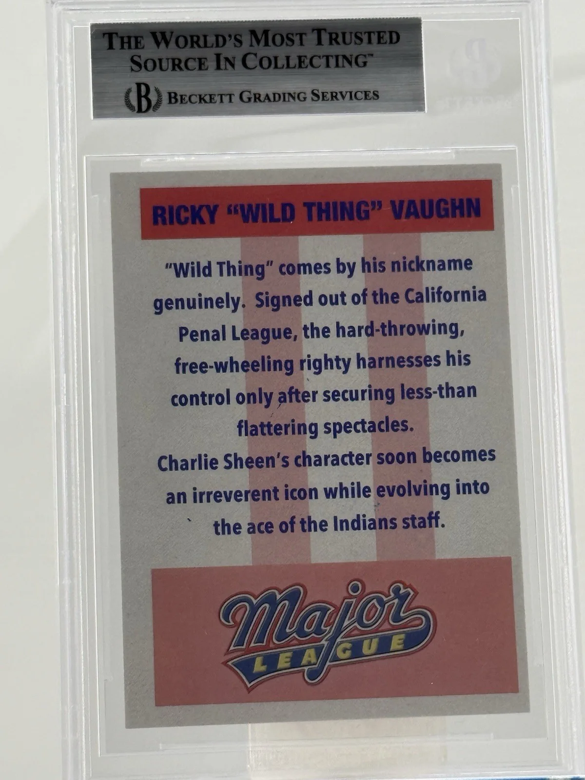 Charlie Sheen — Charlie Sheen Autograph Major League Ricky Vaughn Custom Trading Card Becket89, изображение 2