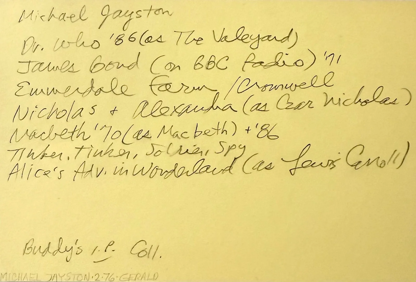Michael Jayston — MICHAEL JAYSTON Signed Autograph 4x6 INDEX CARD A Coffin for the Bride JANE EYRE, image 4