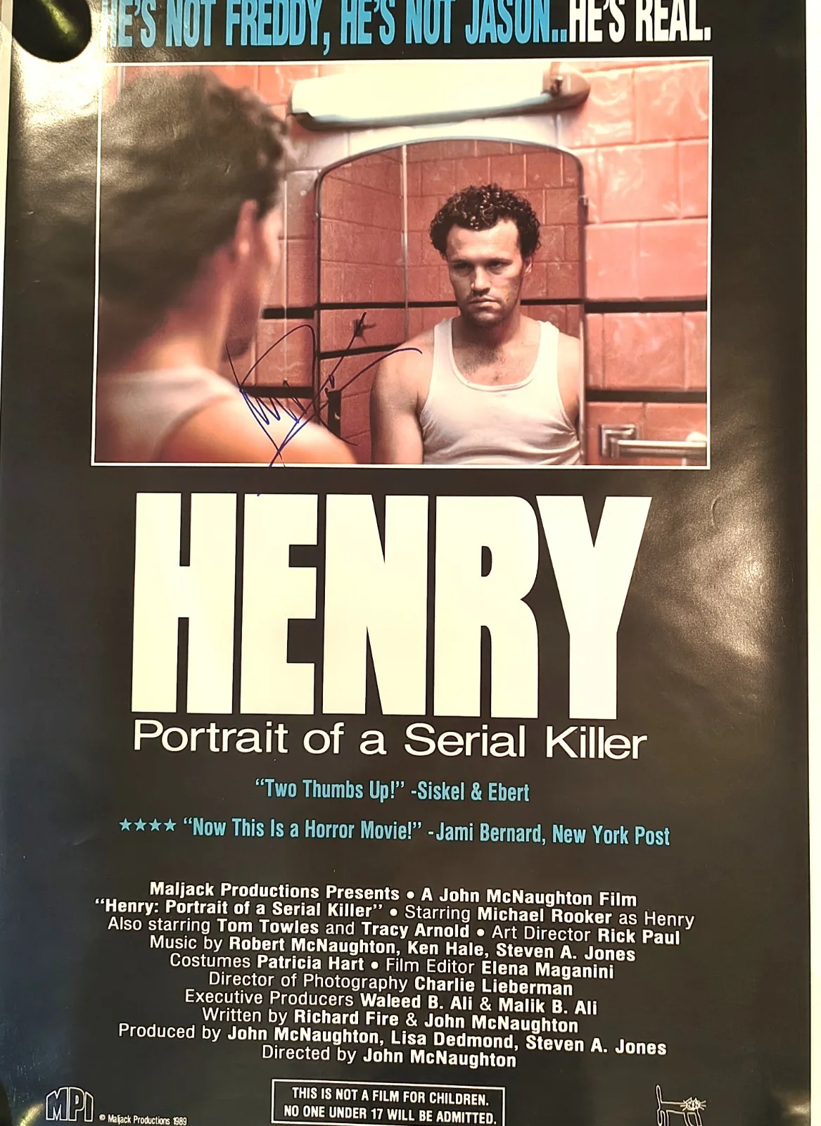 michael rooker — Henry:Portrait of a Serial Killer-signed by Michael Rooker-FS poster 27x40 RARE