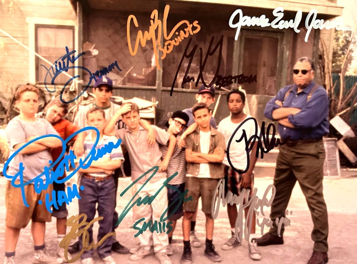 James Earl Jones — SANDLOT Cast Signed (x9 w/James Earl Jones) Original Authentic Autograph w/COA