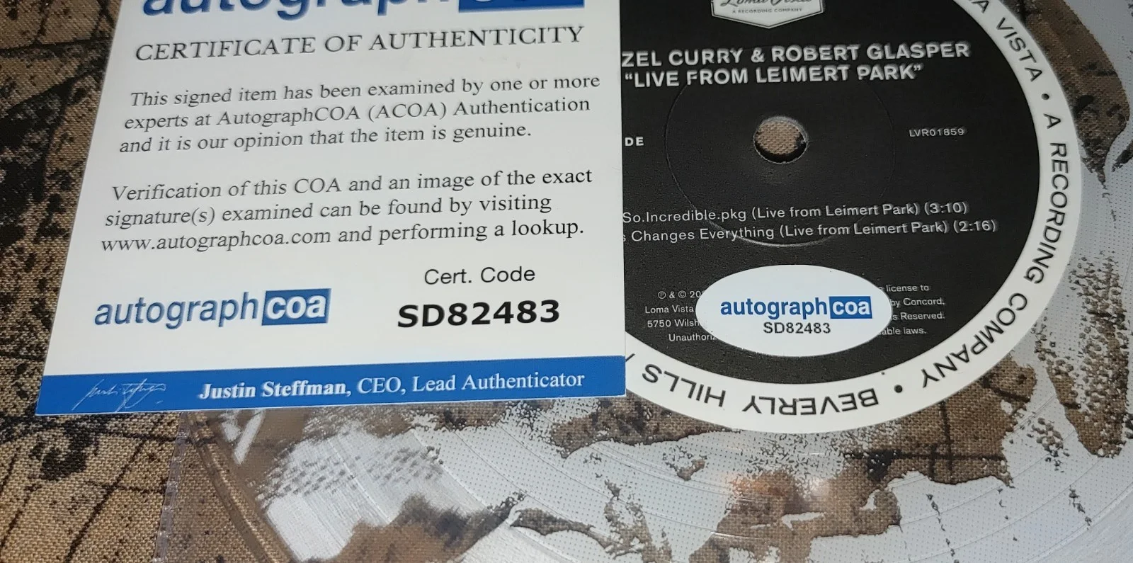 SIGNED Denzel Curry Robert Glasper Live Leimert Park 7" RSD 2021 Record ACOA COA, image 5
