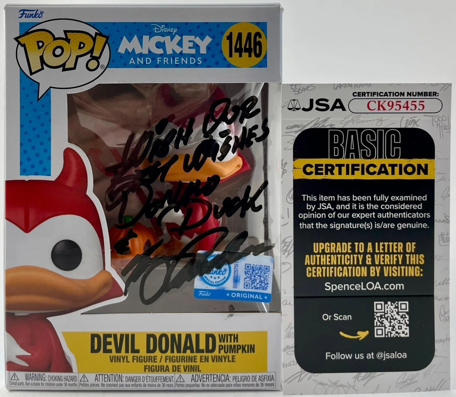 Tony Anselmo — Tony Anselmo Signed Disney Mickey and Friends Devil Donald Funko POP! JSA COA