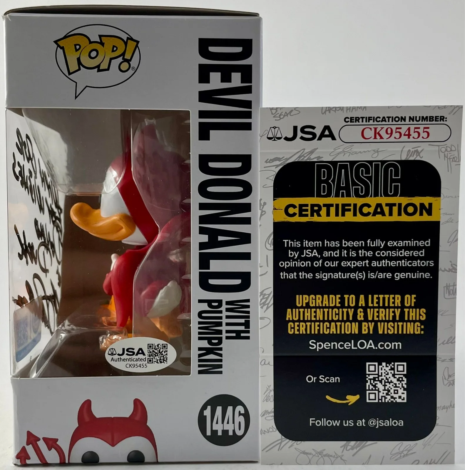 Tony Anselmo — Tony Anselmo Signed Disney Mickey and Friends Devil Donald Funko POP! JSA COA, image 3