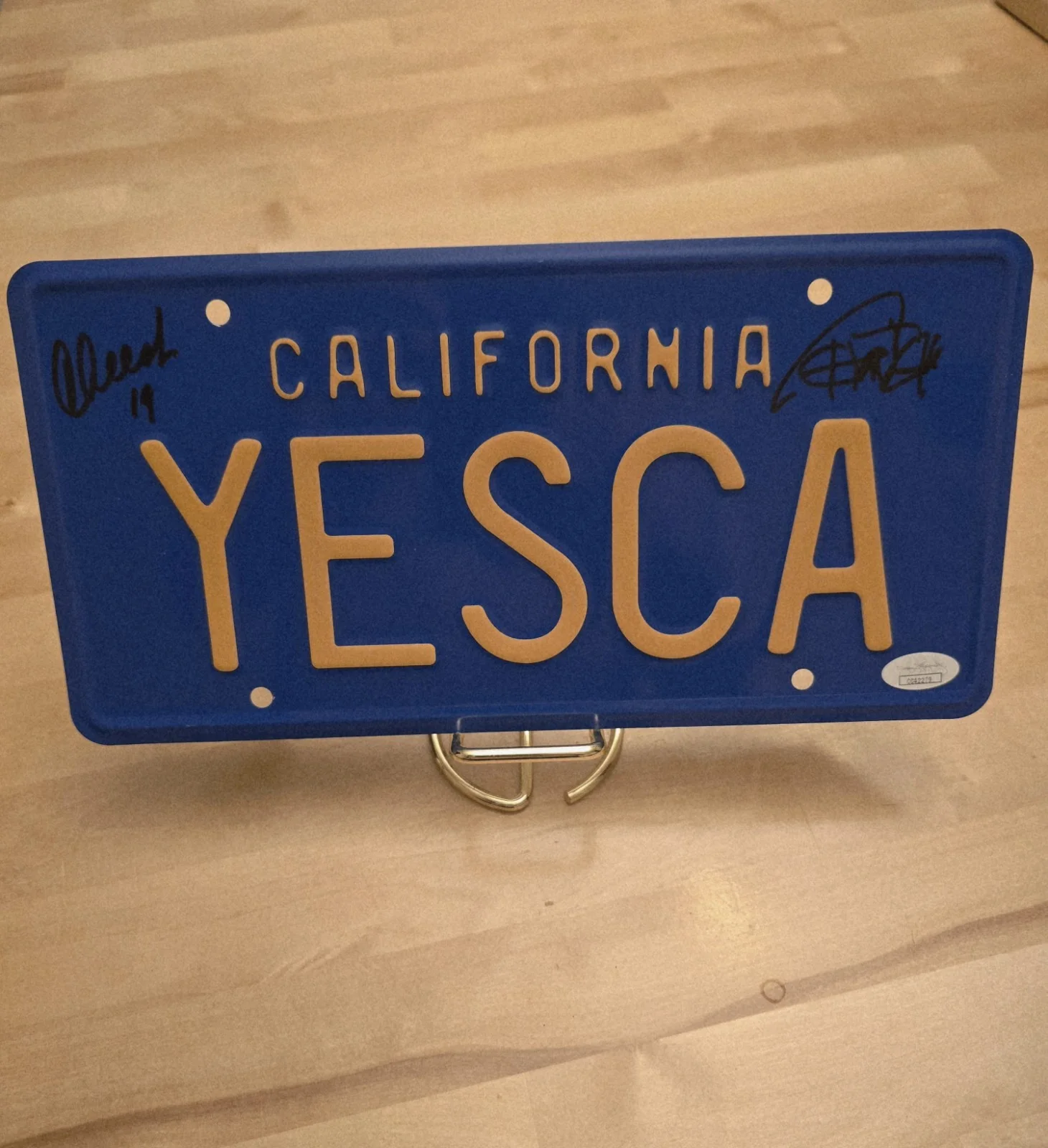 Chech and Chong signed JSA COA "YESCA" License Plate, image 2