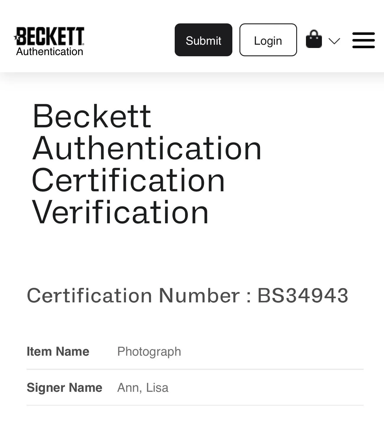 Lisa Ann Adult Film Star Signed 8X10 Photo With Beckett COA, изображение 2