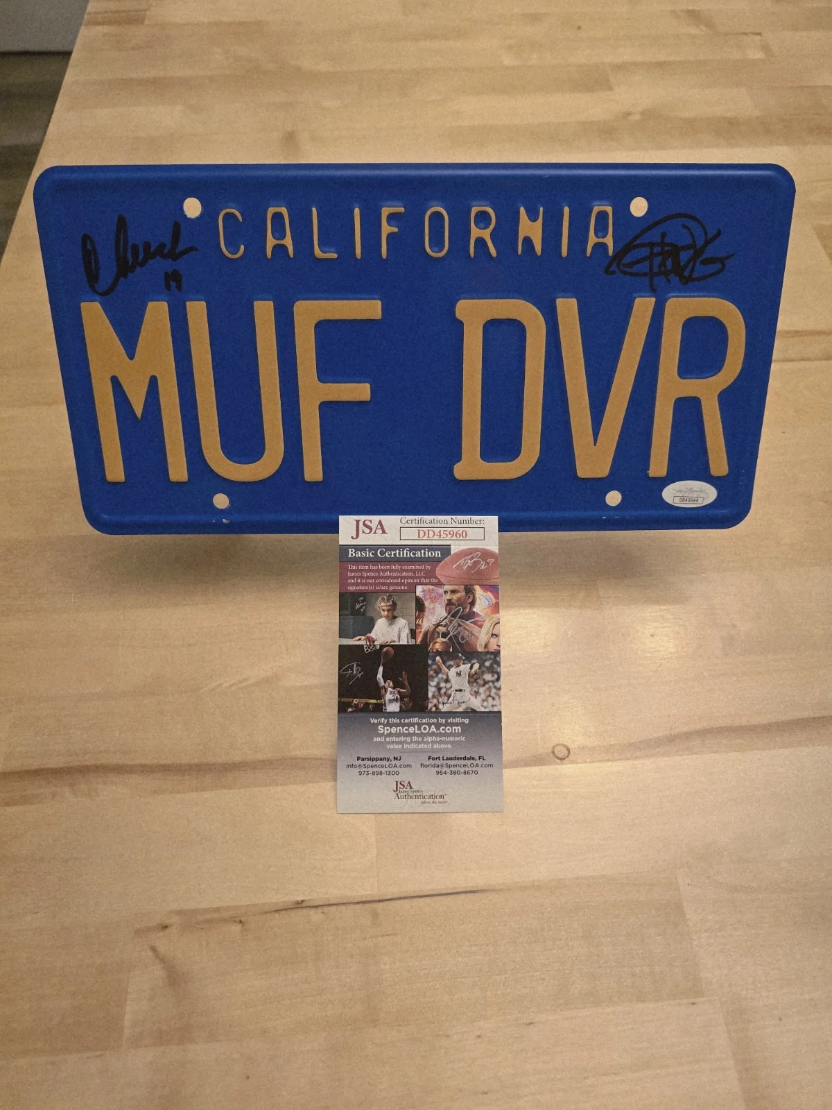 Chech and Chong signed JSA COA "MUF DVR" License Plate, image 2