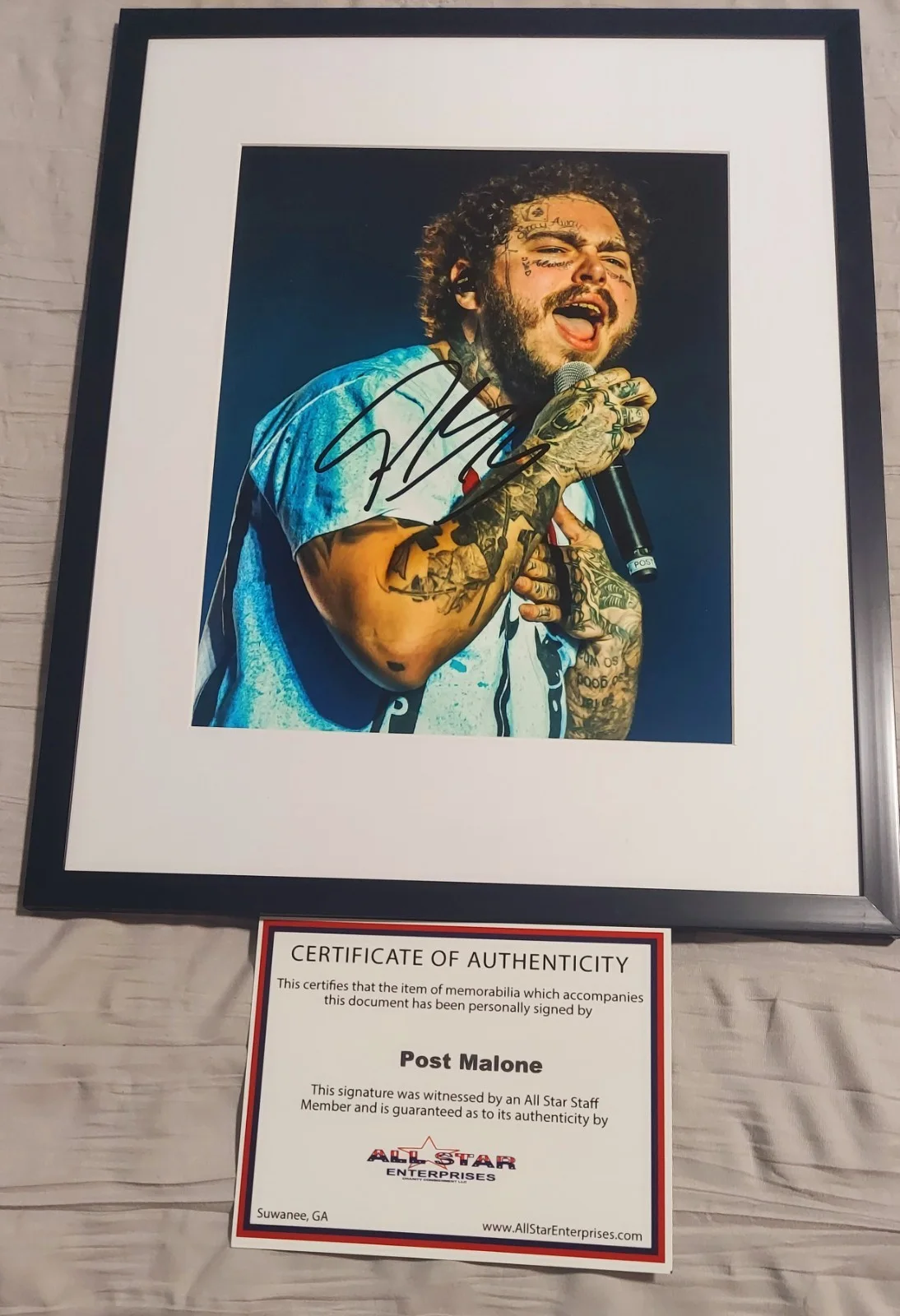 Post Malone Autographed 8x10 Photo Framed In 11x14 With COA, image 3