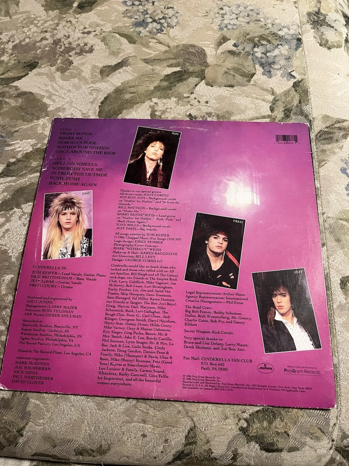 Cinderella *NIGHT SONGS* Signed Vinyl LP 80’s Rock 1ST PRESSING, изображение 2
