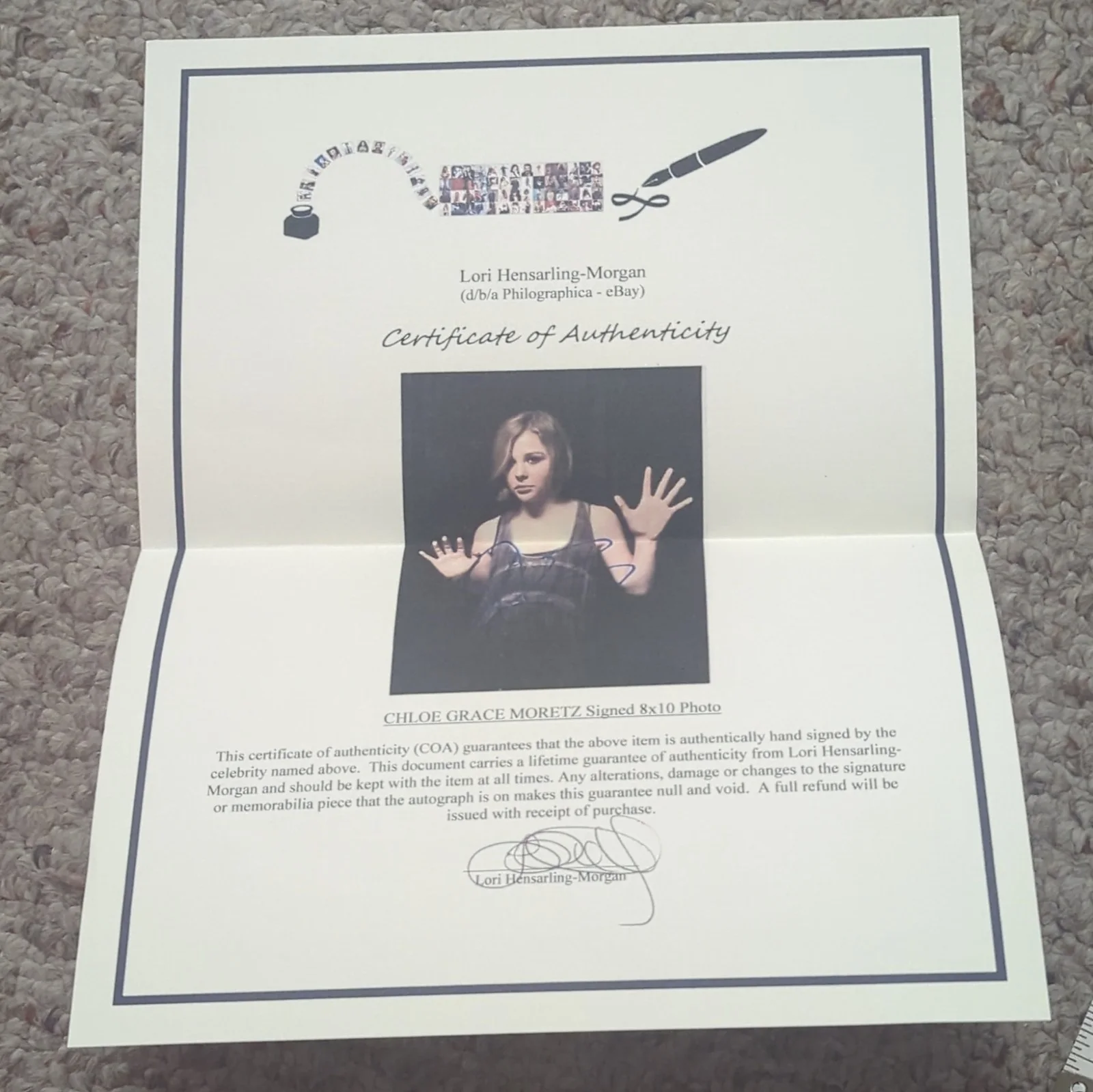 Chloe Grace Moretz — Chloe Grace Moretz Autographed Original 8x10 Movie Photo Lori Hensarling-Morgan, изображение 2
