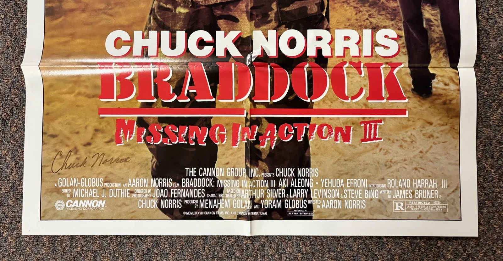 Chuck Norris — Chuck Norris SIGNED 1988 Braddock Missing in Action 27x40" Golan Movie Poster C, изображение 4