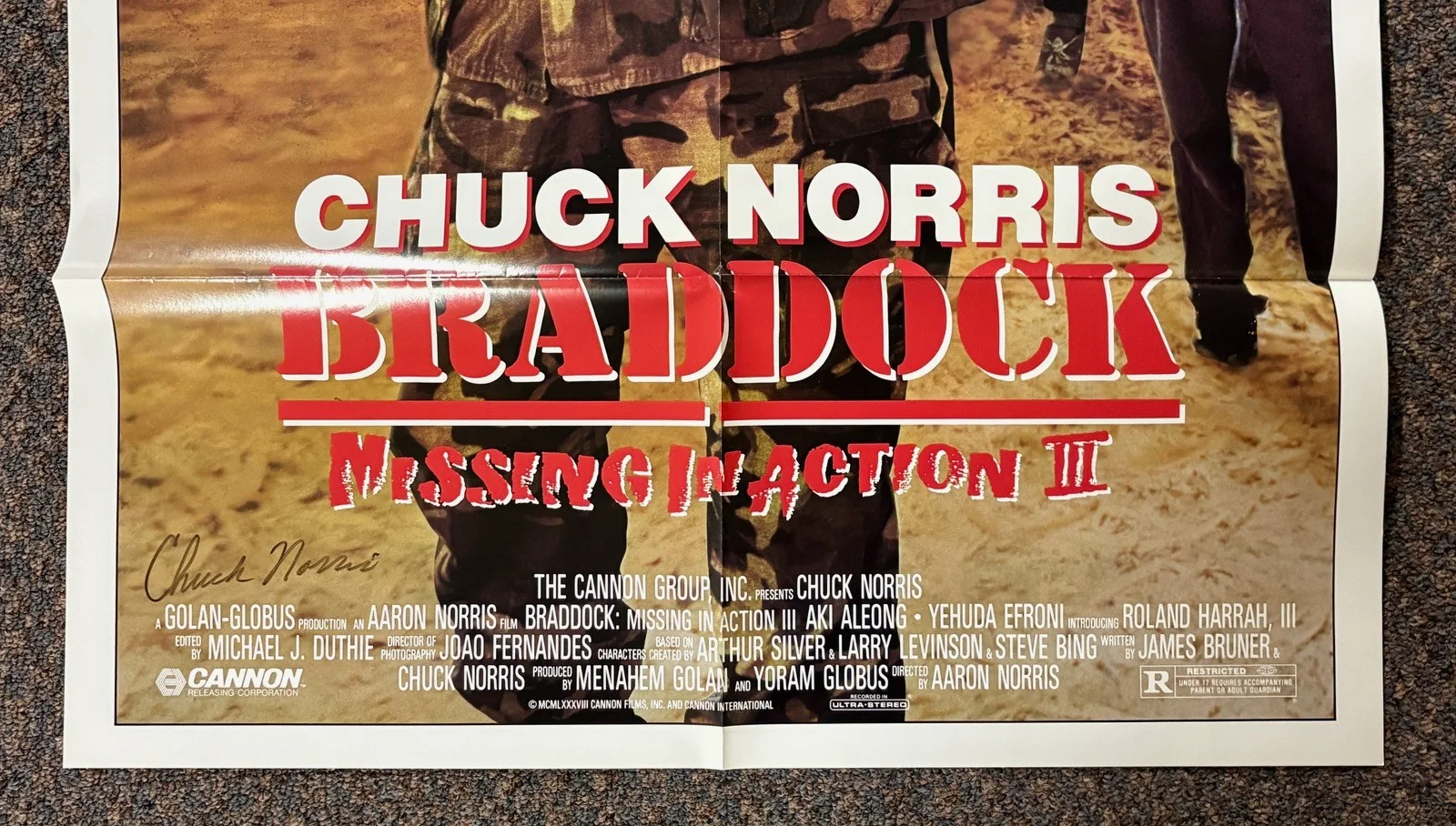Chuck Norris — Chuck Norris SIGNED 1988 Braddock Missing in Action 27x40" Golan Movie Poster D, image 4