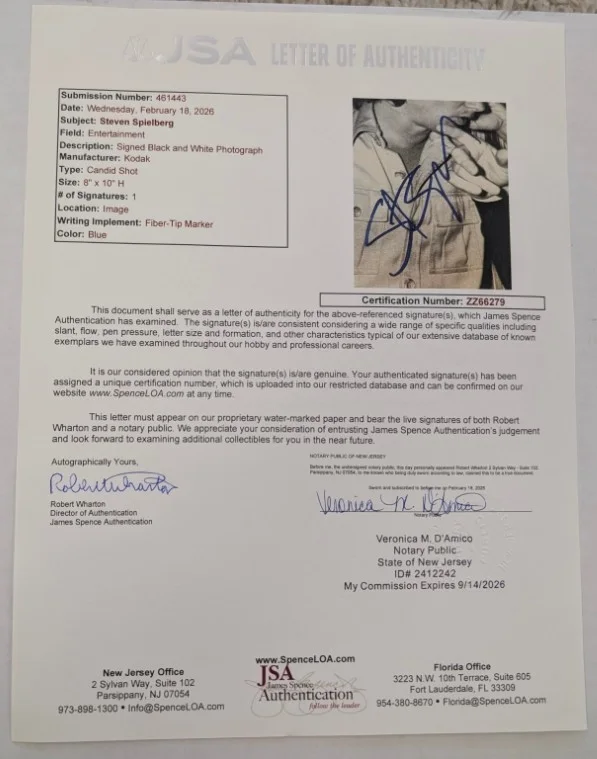 STEVEN SPIELBERG signed 8x10 PHOTO Jaws JSA LETTER OF AUTHENTICITY, изображение 2