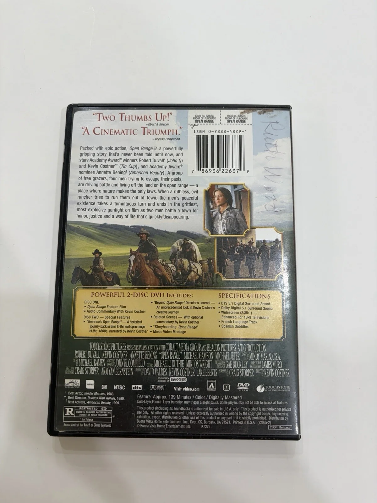 Ruth Wood — Open Range Original Autographed DVD Cover Signed by Ruth Wood, image 2