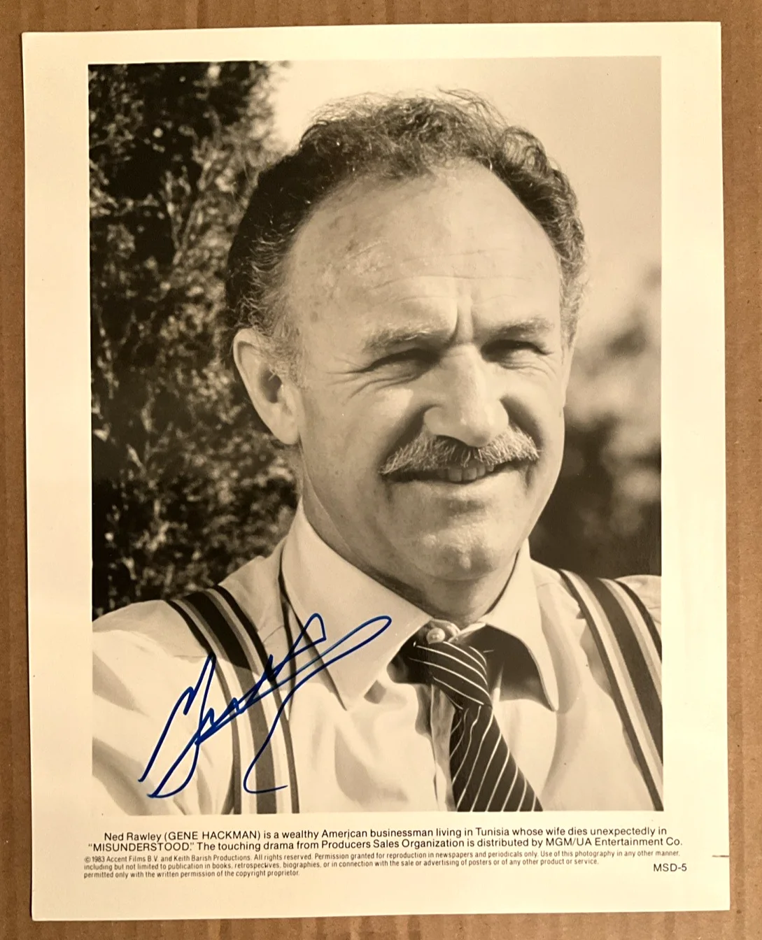 Gene Hackman Autographed Studio Promo Photo Misunderstood 1983 B&W 8x10, изображение 5