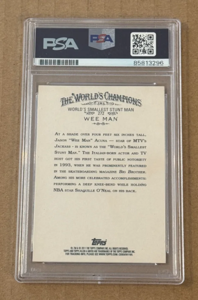 WEE MAN — WEE MAN SIGNED 2011 TOPPS ALLEN & GINTER RC PSA/DNA JACKASS STAR HAND SIGNED, изображение 2