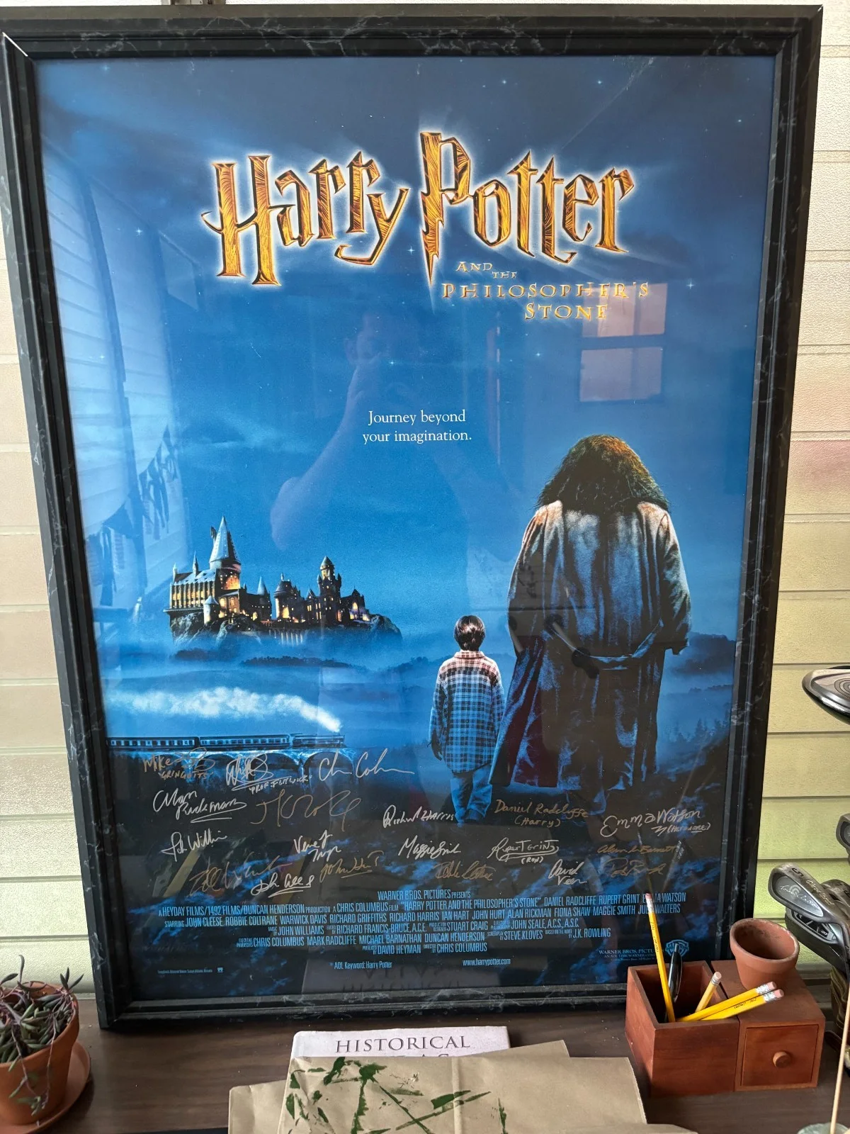 Daniel Radcliffe, Emma Watson, Rupert Grint, Alan Rickman, Maggie — Harry Potter Philosopher’s Stone Poster SIGNED Cast Radcliffe Watson Grint Rickm