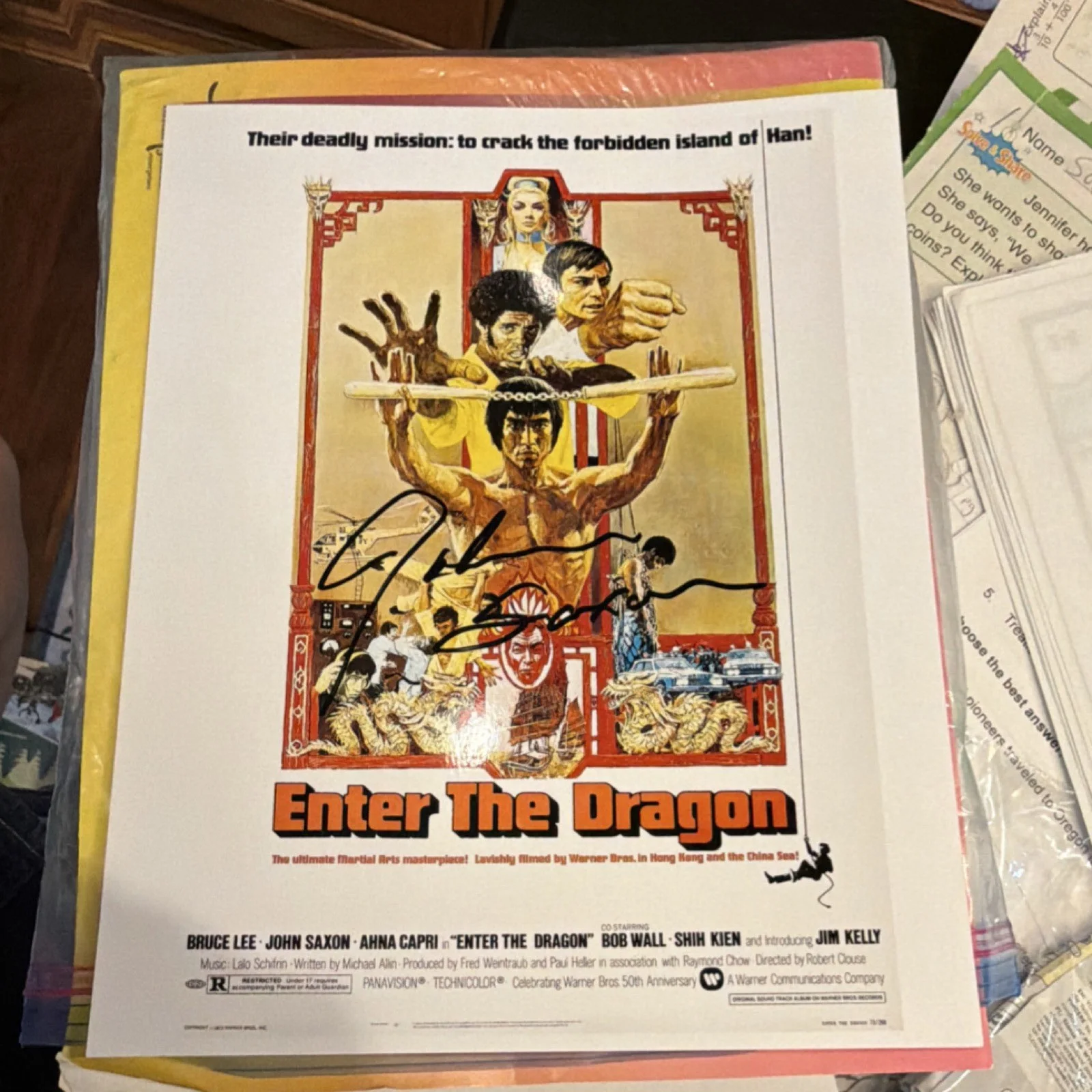 John Saxon — John Saxon Signed Enter The Dragon 8x10 Photo Piece of the Past COA, изображение 2