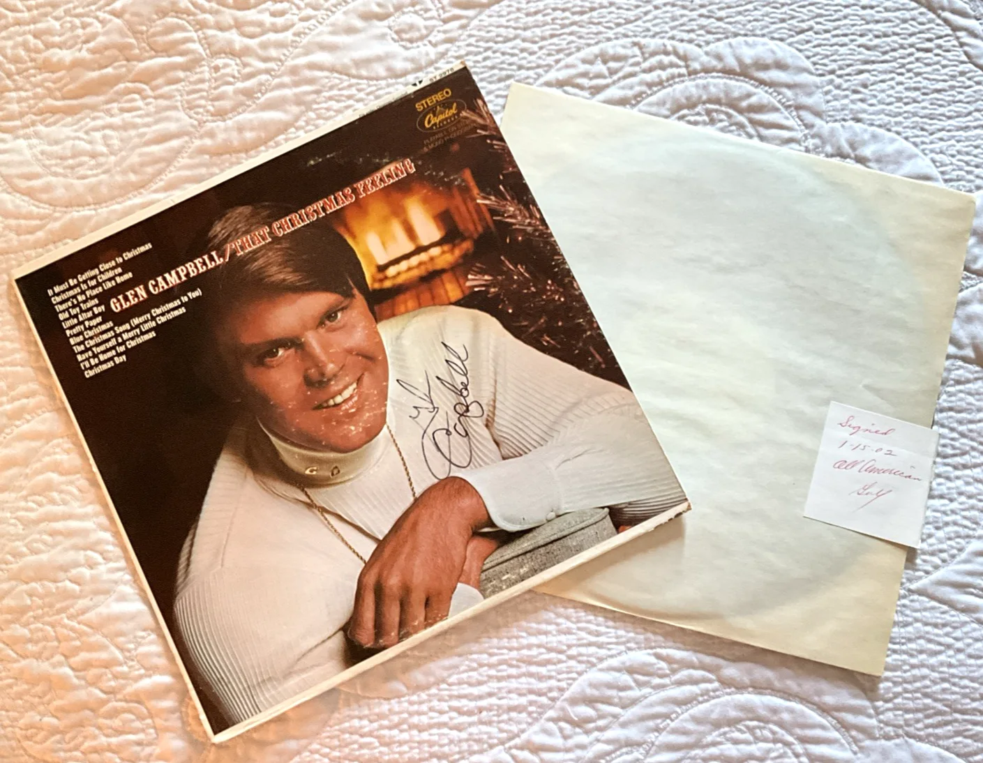 Glen Campbell Autographed Vinyl Christmas Record Album Signed, изображение 2