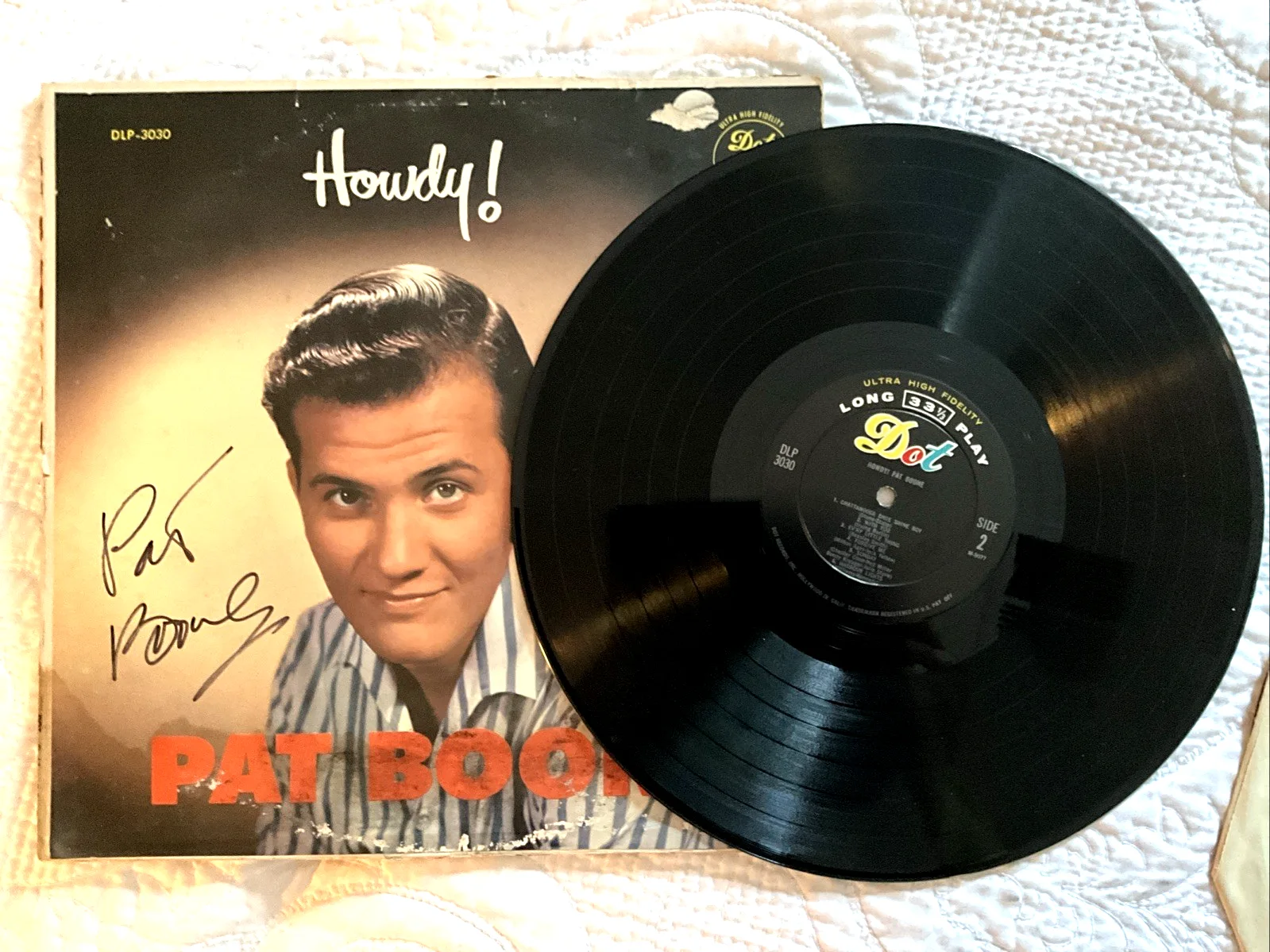 Lot Of 2 Signed Pat Boone Vinyl Record Albums Howdy! & 10th Anniversary, изображение 4