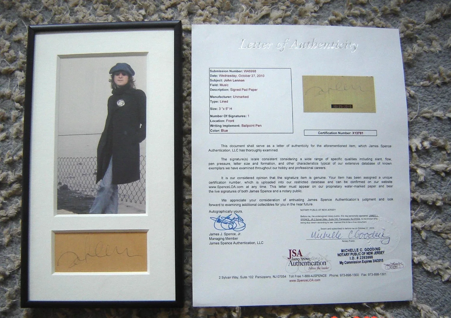 The Beatles John Lennon Signed Autographed Cut Signature Framed Display w/ LOA, изображение 3