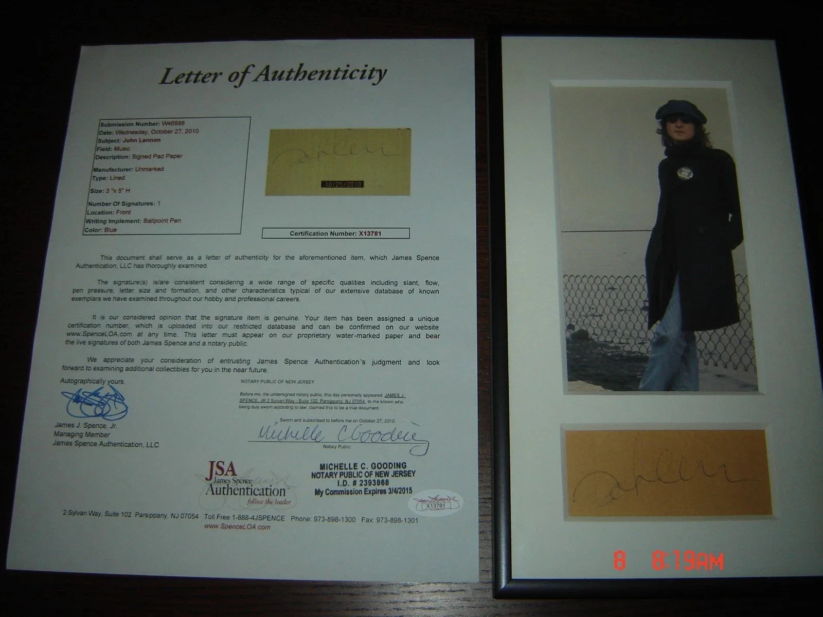 The Beatles John Lennon Signed Autographed Cut Signature Framed Display w/ LOA, изображение 5