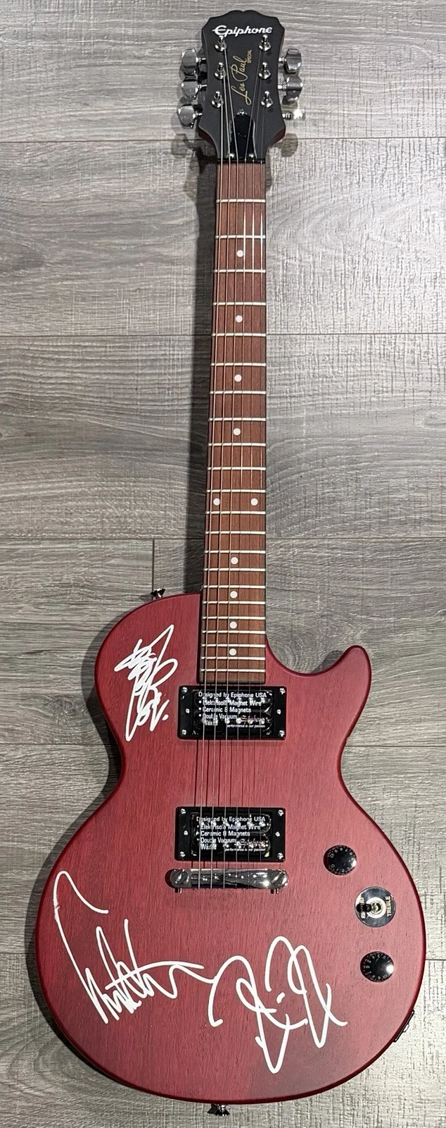 Cheap Trick Signed Guitar Robin Zander Tom P & Rick Nielsen Autographed Guitar, image 2