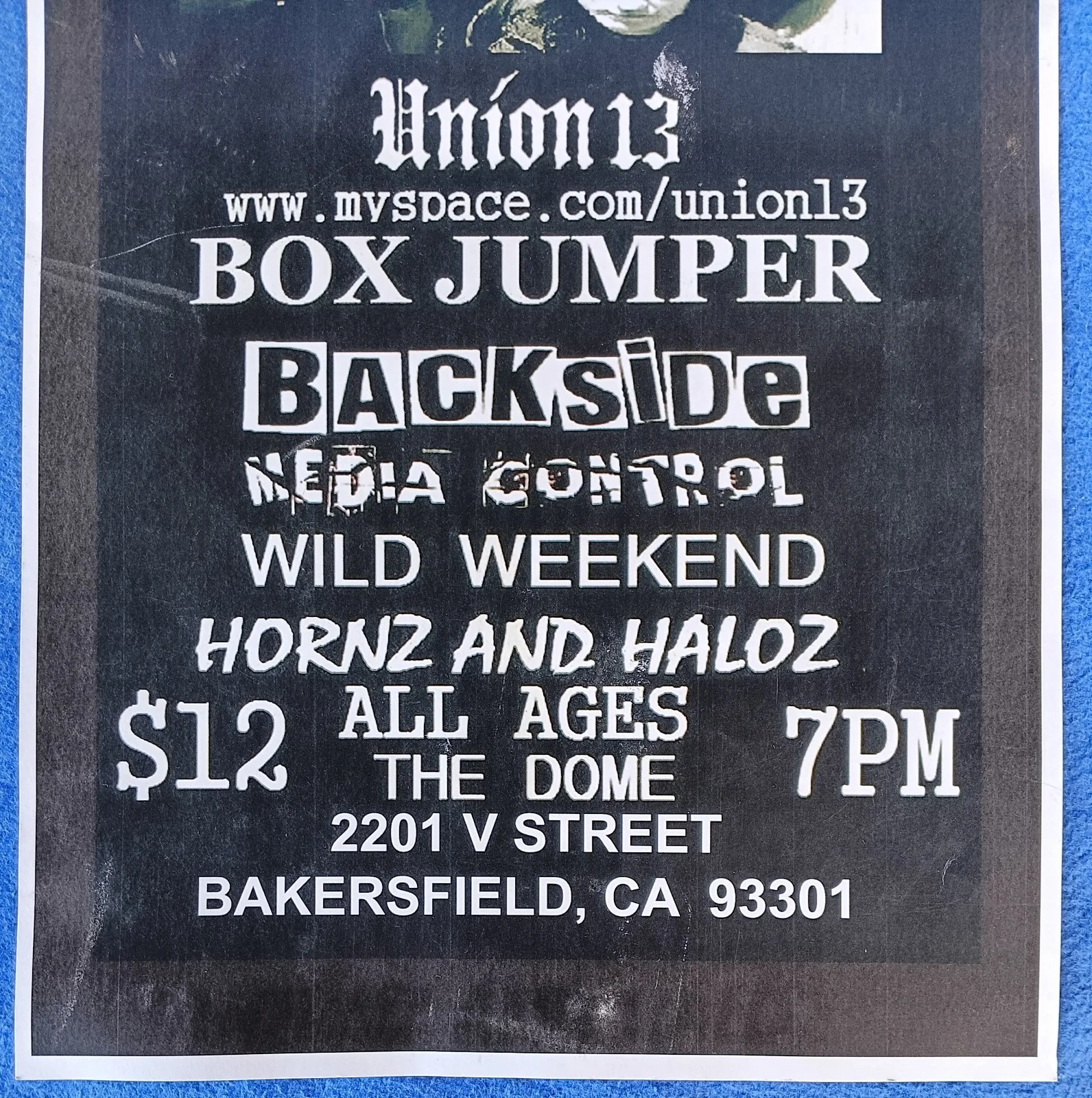 Poster Metal Core Trash Punk Rock Band ~Union 13, Backside ~Bakersfield THE DOME, image 3