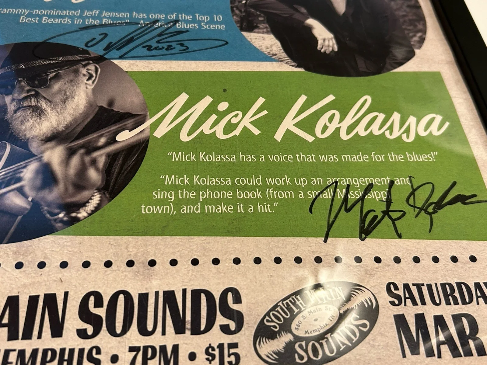 ACOUSTIC BLUES THREE FOR ALL '23 POSTER SIGNED DOUG MACLEOD JEF JENSEN M KOLASSA, изображение 4
