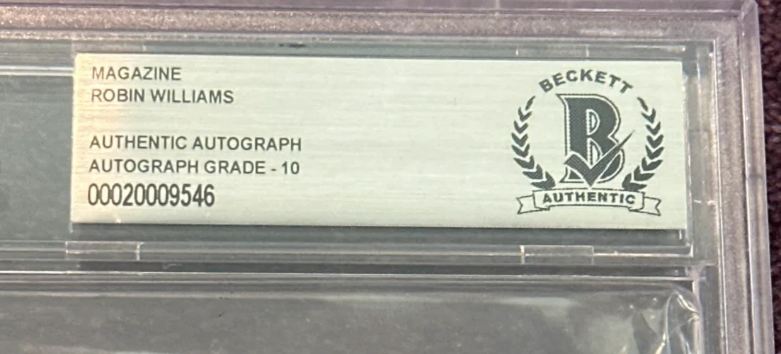 ROBIN WILLIAMS — ROBIN WILLIAMS Signed Jan 1991 GQ Magazine BAS & Encapsulated NO Label AUTO 10, изображение 3