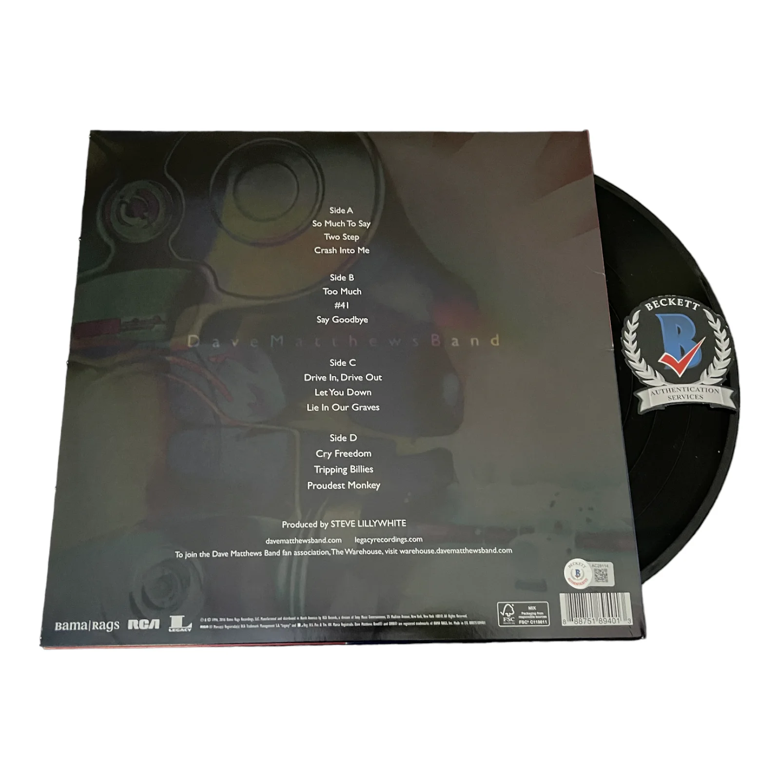 DAVE MATTHEWS SIGNED AUTOGRAPH DMB CRASH LP VINYL BECKETT BAS, image 2