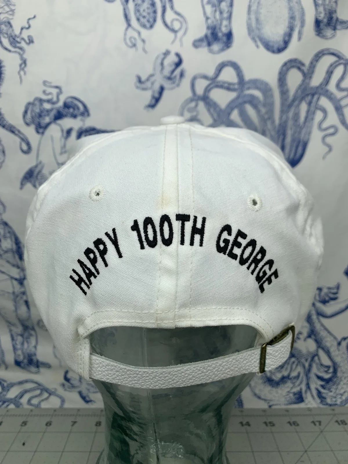 George Burns W/ Cigar, Happy 100th birthday Hat Strapback Used (C4), image 3
