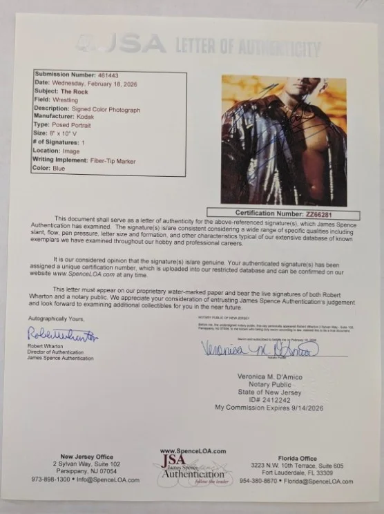 DWAYNE THE ROCK JOHNSON signed 8x10 PHOTO WWF wwe JSA LETTER OF AUTHENTICITY, изображение 3