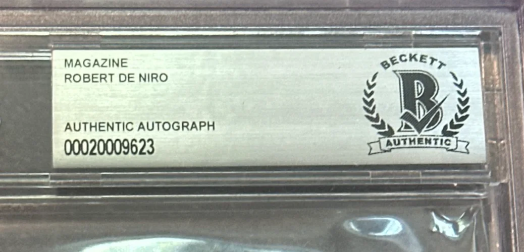 ROBERT DE NIRO — ROBERT DE NIRO Signed Jan 1991 GQ Magazine BAS Beckett & Encapsulated NO Label, изображение 3
